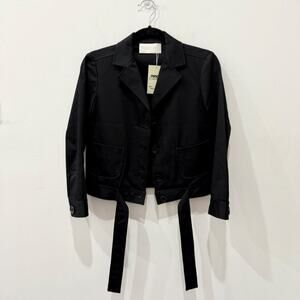 Valentino Roma Long Sleeve Notch Lapel Buttoned Crop Blazer Black Women's Size 4